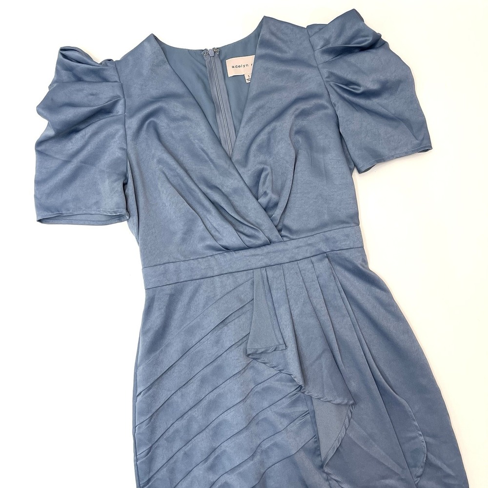 Adelyn Rae Blue Short Sleeve V Neck Cocktail Dress Small